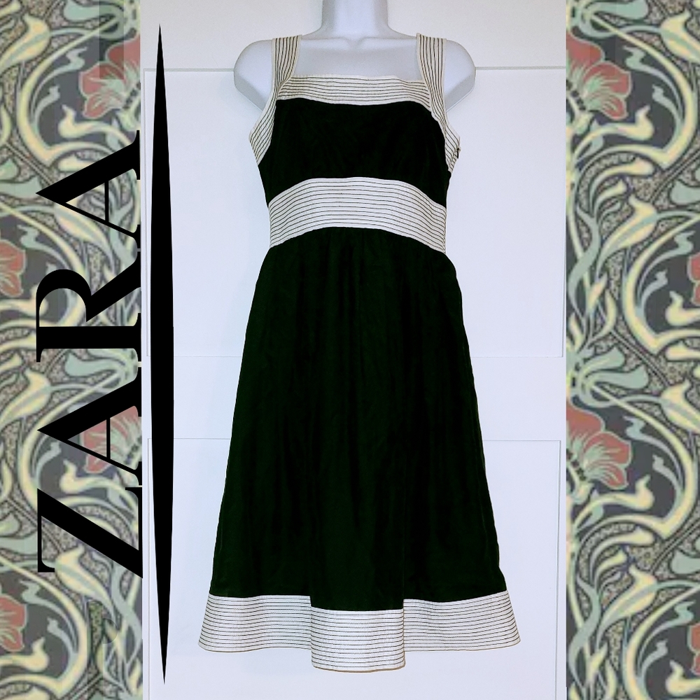 NWOT Zara Empire Black and White Cotton Si…